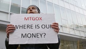 Kolin Burges, a self-styled cryptocurrency trader and former software engineer, was among a small number of protesters outside the Tokyo offices of bitcoin exchange Mt. Gox on Tuesday.